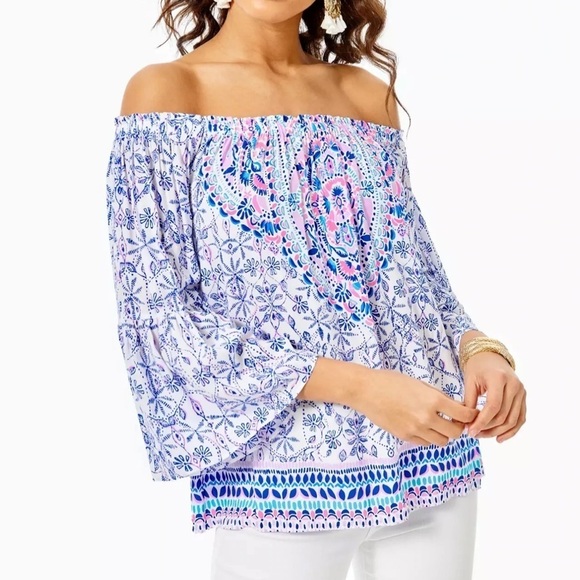 Lilly Pulitzer Nevie Top Resort White Time To Shine - Picture 9 of 10